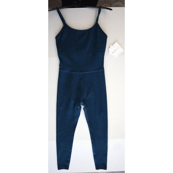 Beyond Yoga Women's Sz S Blue Gem Heather Spacedye Uplevel Midi Jumpsuit - Picture 1 of 8